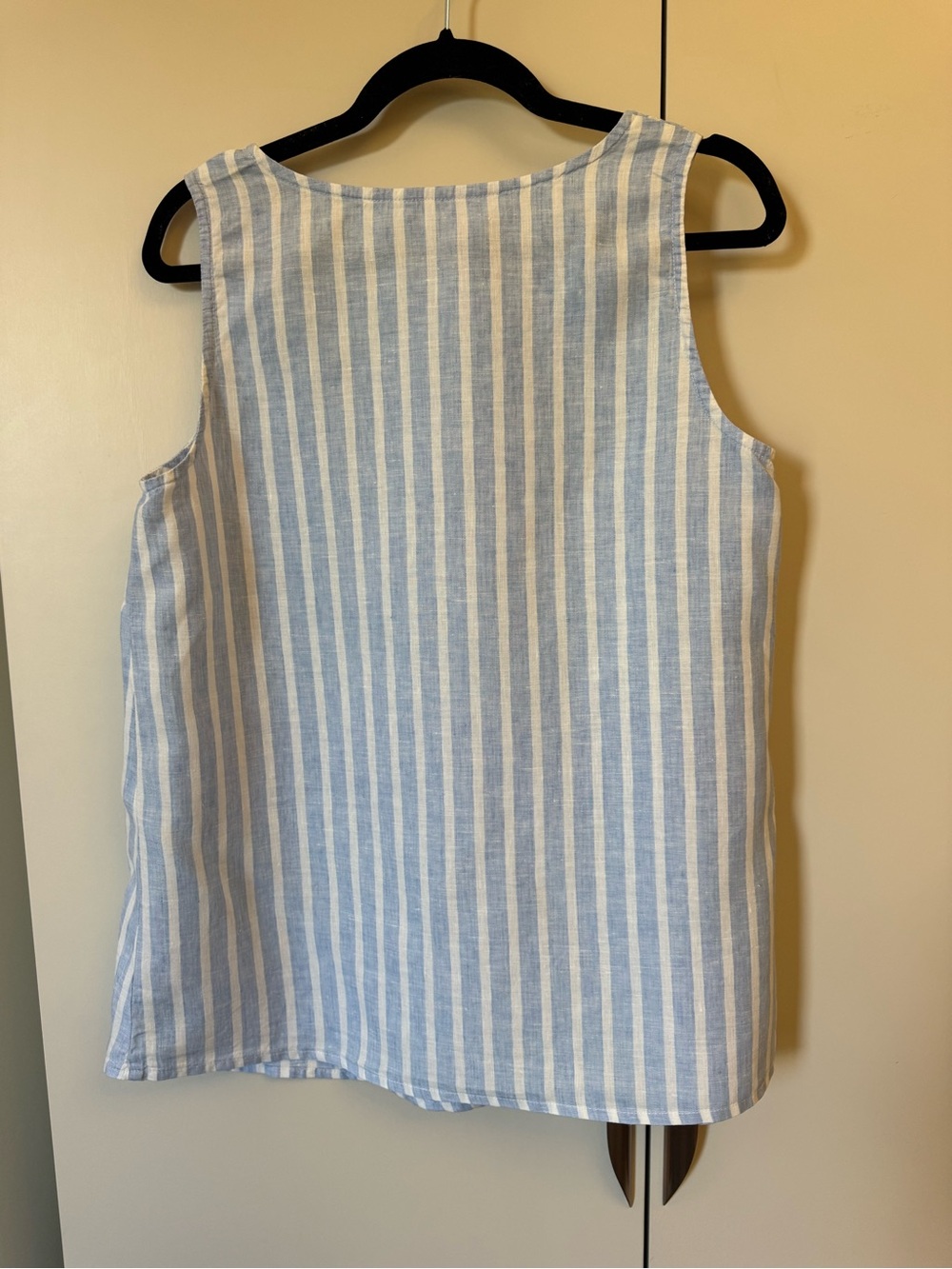 Yuvita Sleeveless Blue & White Striped LinenTank Top Size S - Picture 3 of 6